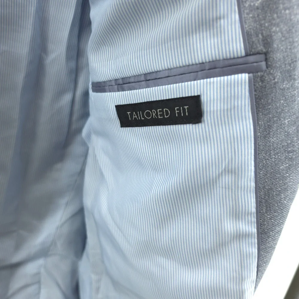 Jos A Bank Mens Blazer 100% Silk Grey Textured 42R Signature Collection 2-Button